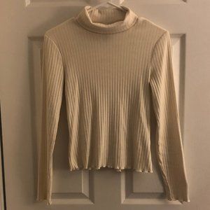 White Ribbed Turtleneck